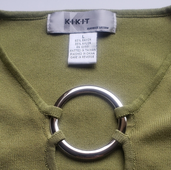 KIKIT Maurice Sasson Juniors Green top Sz Lg - Picture 3 of 3